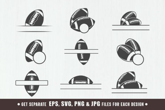 American Football Ball Monogram Svg for Graphics & Crafts
