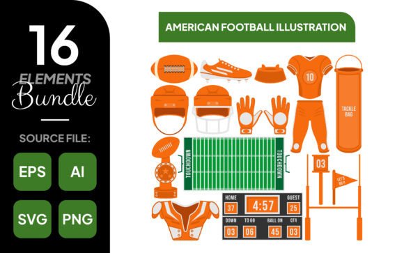 American Football Illustration Bundle: Graphics & Crafts