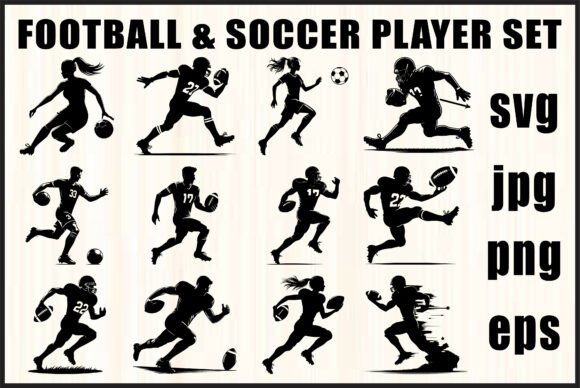 Black Football Soccer SVG Bundle: Graphics for Crafts