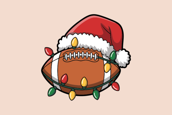 Festive Football Santa Hat Graphics for Crafts
