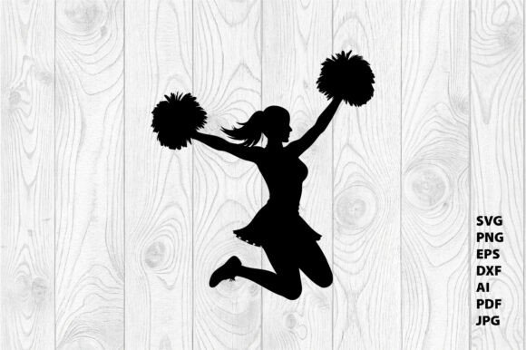 Football Cheerleader Silhouette Graphics & Crafts