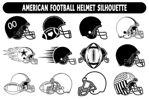 Football Helmet Silhouette Bundle for Graphics and Crafts