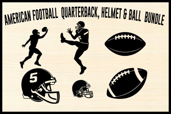 Football Player Helmet Ball Bundle Graphics & Crafts
