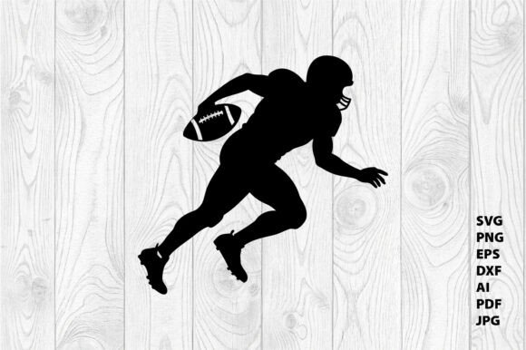 Football Player in Motion Silhouette Graphics for Crafts
