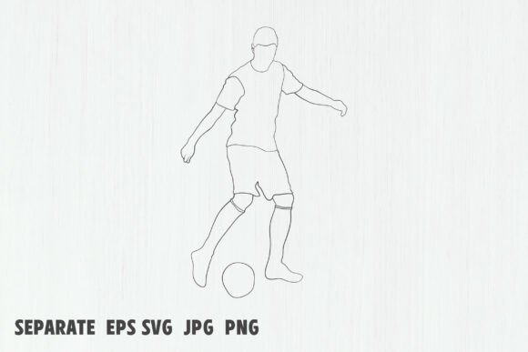 Football Player Line Drawing Vectors for Crafts