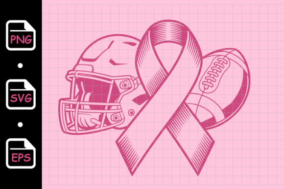 Pink Ribbon Football Helmet Graphics for Crafts